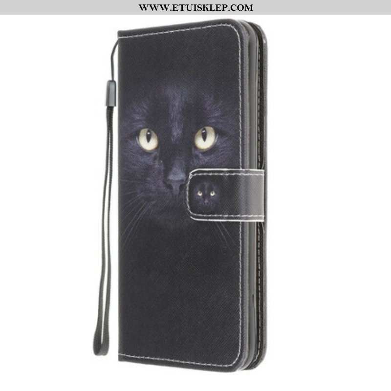 Etui Folio do Samsung Galaxy M12 / A12 z Łańcuch Czarne Kocie Oczy W Paski